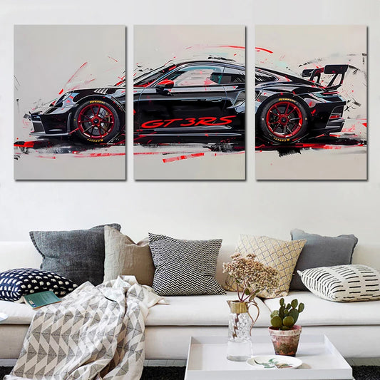 3Pcs Supercar Canvas Posters, Sports Car Wall Art Set