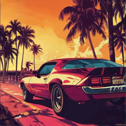 Retro Muscle Car Canvas Poster, Vintage Classic Auto Wall Art