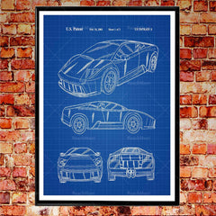 Sports Car Poster Car Patent Printing, Car Poster Wall Decoration
