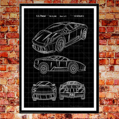 Sports Car Poster Car Patent Printing, Car Poster Wall Decoration