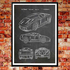 Sports Car Poster Car Patent Printing, Car Poster Wall Decoration