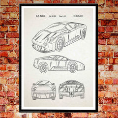 Sports Car Poster Car Patent Printing, Car Poster Wall Decoration