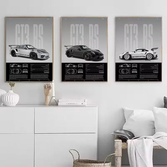 Minimalist GT3 RS Supercar Canvas Wall Art Poster