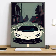 Modern Supercar Lamborghini Wall Art Painting Calligraphy Canvas Poster: Crease Free Waterproof Durable All Space Wall Decor
