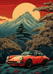 80S Japan Tokyo Neon Scenery JDM Cars Poster Aesthetics 911 Speed Cars Fuji Sakura Canvas Print Wall Art Home Fans Room Decor