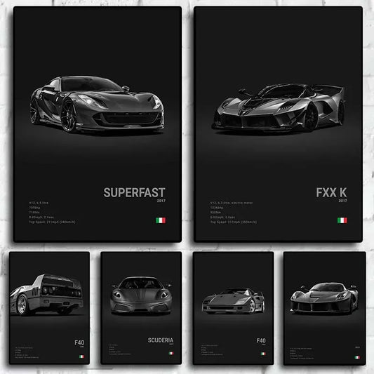 Luxury Italian Supercar Canvas Print for Garage Wall Decor