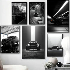 Now Black and White Luxury Car Photography Like Wall Art, HD Canvas Print Posters, Home, Living Room, Room Decoration
