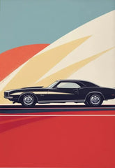 Retro Muscle Car Canvas Poster, Vintage Classic Auto Wall Art