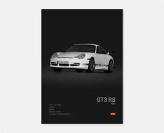 Pop Black And White German Luxury Sports Car Poster Wall Art 911 GT3 RS Turbo HD Oil On Canvas Print Garage Living Room Decor