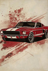 Retro Muscle Car Canvas Poster, Vintage Classic Auto Wall Art