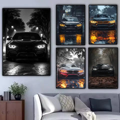 Black Car Poster, Modern Minimalist Wall Art Print Decor