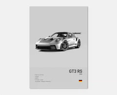 Pop Black And White German Luxury Sports Car Poster Wall Art 911 GT3 RS Turbo HD Oil On Canvas Print Garage Living Room Decor