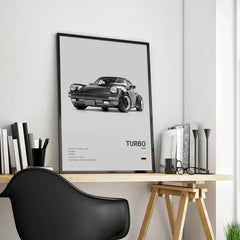Pop Black And White German Luxury Sports Car Poster Wall Art 911 GT3 RS Turbo HD Oil On Canvas Print Garage Living Room Decor