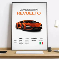 Modern Supercar Lamborghini Wall Art Painting Calligraphy Canvas Poster: Crease Free Waterproof Durable All Space Wall Decor