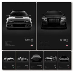Pop Art Black Luxury Supercar Speed Poster Aesthetic Sports Car Gtr Ghost Canvas Painting Wall Art Mural Home Garage Room Decor