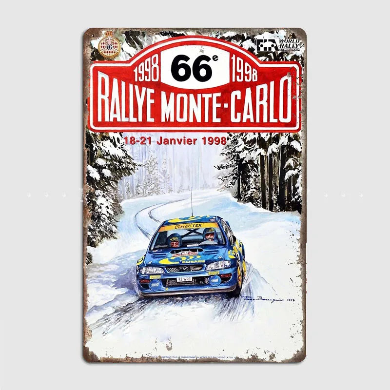 Monte Carlo Rally retro Race Car Metal Poster Sign Garage Club Vintage Bar Wall Posters Room Decoration Home Decor