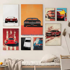 Retro Muscle Car Canvas Poster, Vintage Classic Auto Wall Art