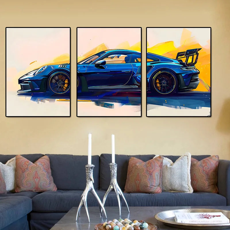 3 Piece Supercar Canvas Poster | Unique Wall Art