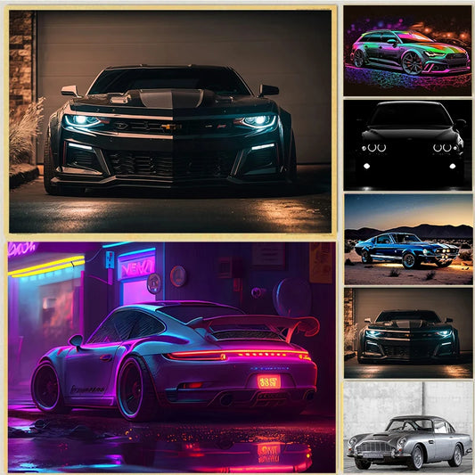 COOL Vintage Luxury Car Series Canvas Wall Art Poster Print