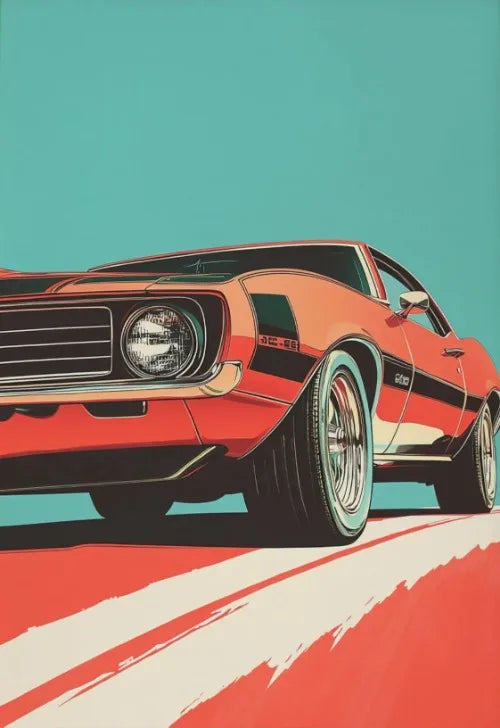 Retro Muscle Car Poster | Vintage Automotive Wall Art