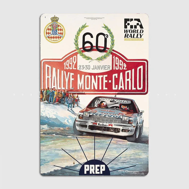 Monte Carlo Rally retro Race Car Metal Poster Sign Garage Club Vintage Bar Wall Posters Room Decoration Home Decor