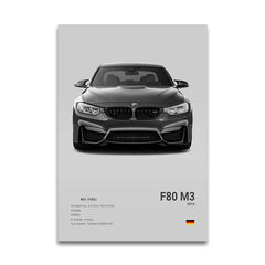 G80 M3C E39 M5 Car Canvas Wall Art Print Poster M5 CS G87 M2 Sports Car Decorative Painting Modern Home Decor Gift Unframed