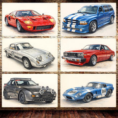 Classic Car Flag Banner, Polyester Garage Wall Decor