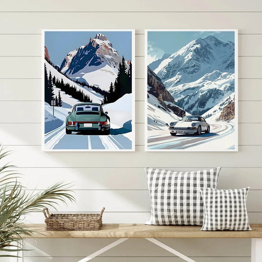 Classic 911 Alpine Drive Vintage Canvas Wall Art Poster