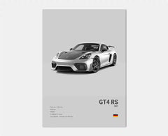 Pop Black And White German Luxury Sports Car Poster Wall Art 911 GT3 RS Turbo HD Oil On Canvas Print Garage Living Room Decor