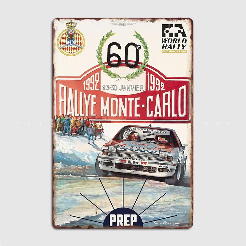 Monte Carlo Rally retro Race Car Metal Poster Sign Garage Club Vintage Bar Wall Posters Room Decoration Home Decor