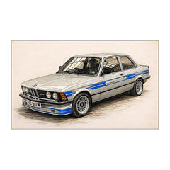 Classic Car Flag Banner, Polyester Garage Wall Decor