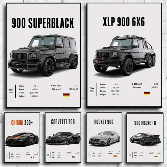 Luxury Supercar Canvas Wall Art, Sport & Off-Road Car Poster