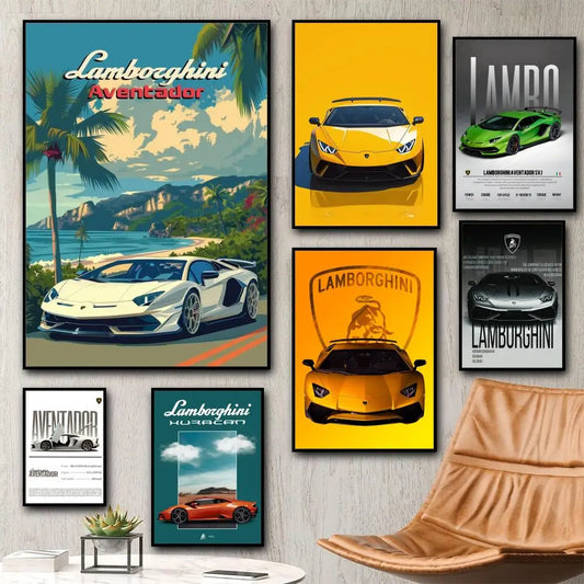 Modern Lamborghini Supercar Canvas Wall Art Poster