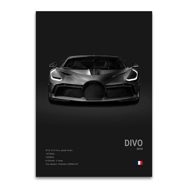 Bugatti Chiron Wall Art | Premium Canvas Print