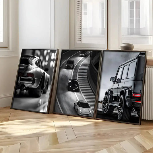 Minimalist Luxury Car Wall Art Print, Black & White Poster