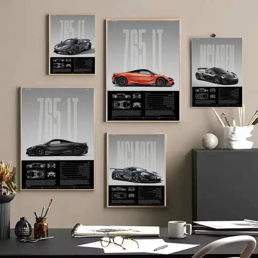 McLaren Sports Car Poster, Modern Wall Art Print for Home Decor