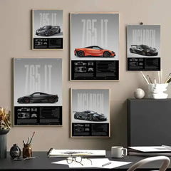 McLaren Sports Car Poster, Modern Wall Art Print for Home Decor