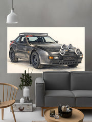 Classic Car Flag Banner, Polyester Garage Wall Decor