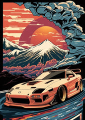 80s Retro Car Japanese Landscape Poster GTR Luxury Cars Canvas Painting HD Print Wall Art Picture Living Room Bedroom Decor