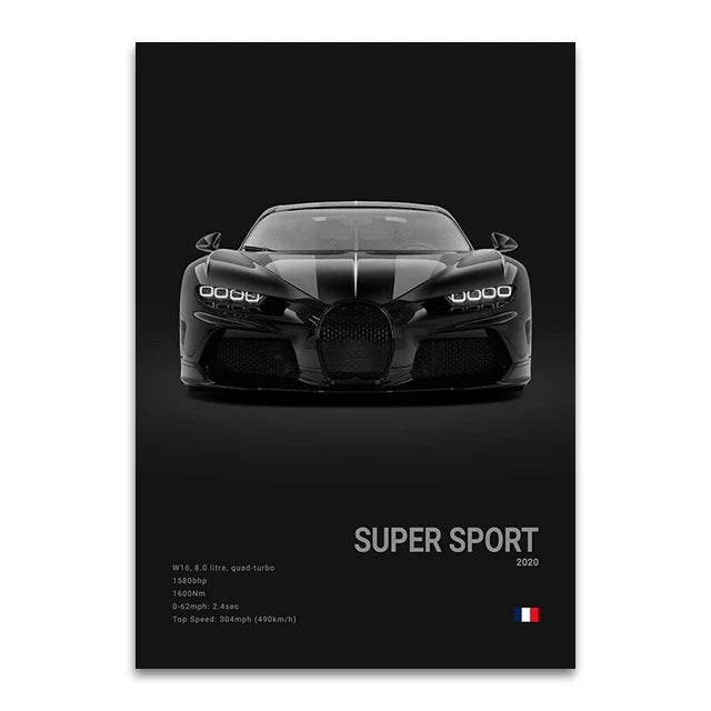 Bugatti Chiron Wall Art | Premium Canvas Print