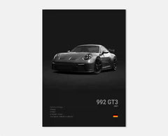 Pop Black And White German Luxury Sports Car Poster Wall Art 911 GT3 RS Turbo HD Oil On Canvas Print Garage Living Room Decor