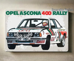 Opel Ascona 400 Rally Racing Car Metal Poster Garage Tin Sign