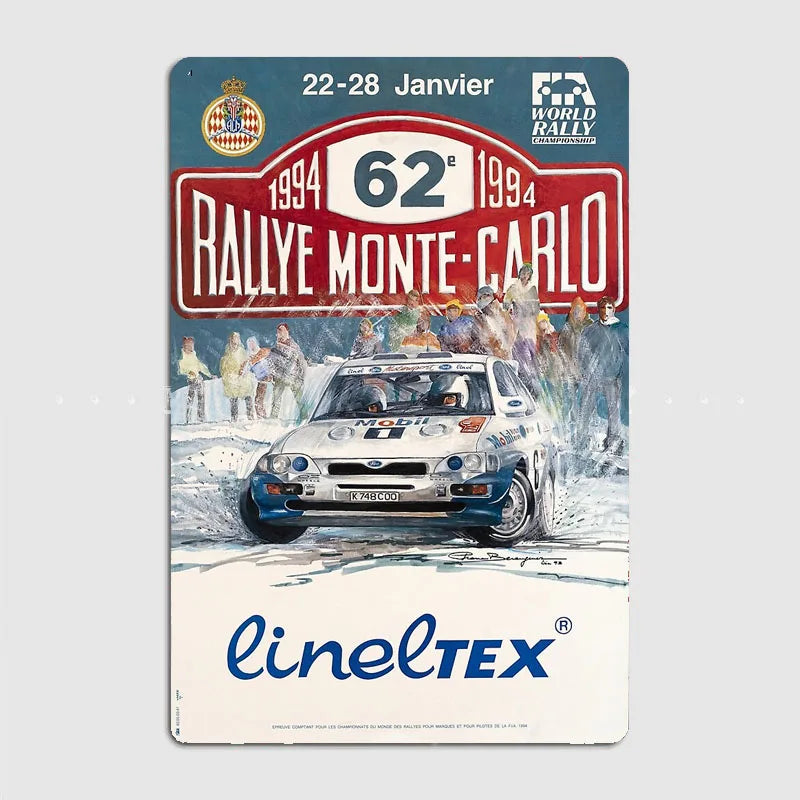 Monte Carlo Rally retro Race Car Metal Poster Sign Garage Club Vintage Bar Wall Posters Room Decoration Home Decor