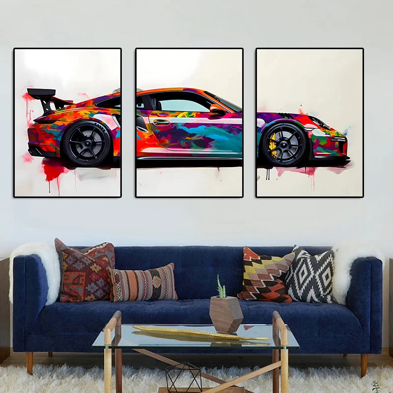 3 Piece Supercar Canvas Poster | Unique Wall Art