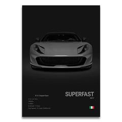 SF90 812C Canvas Wall Art Print Poster F50 F40 F80 Sports Car Decoration Painting Modern Home Decoration Painting Car Lover Gift