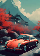 80S Japan Tokyo Neon Scenery JDM Cars Poster Aesthetics 911 Speed Cars Fuji Sakura Canvas Print Wall Art Home Fans Room Decor
