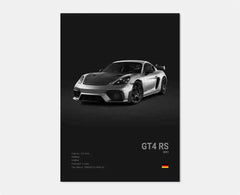 Pop Black And White German Luxury Sports Car Poster Wall Art 911 GT3 RS Turbo HD Oil On Canvas Print Garage Living Room Decor