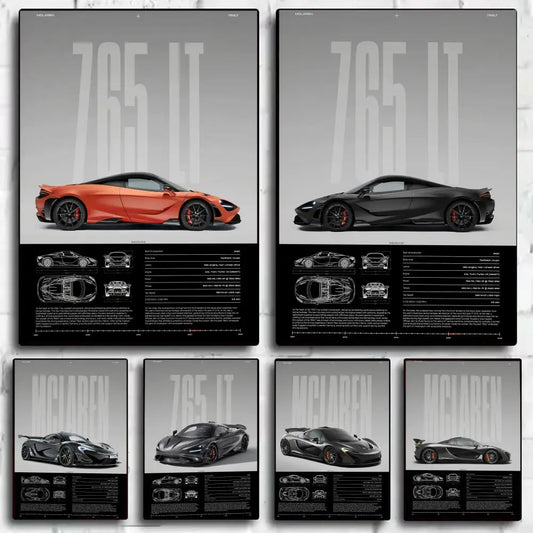 McLaren Sports Car Poster, Modern Wall Art Print for Home Decor