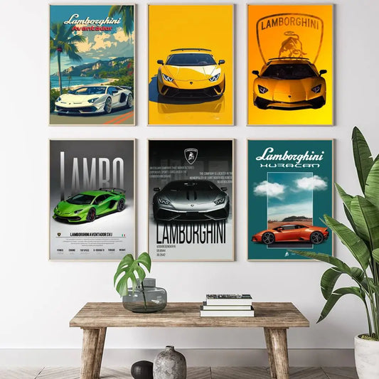 Modern Lamborghini Supercar Canvas Wall Art Poster