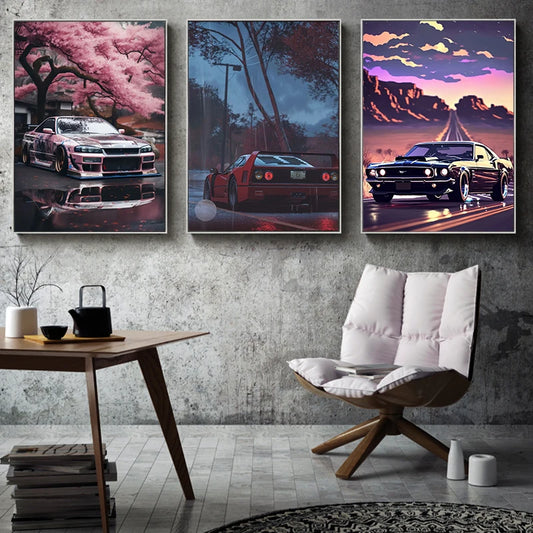 COOL Vintage Luxury Car Series Canvas Wall Art Poster Print